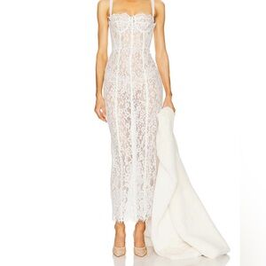 Helsa White Lace Column Dress Size M